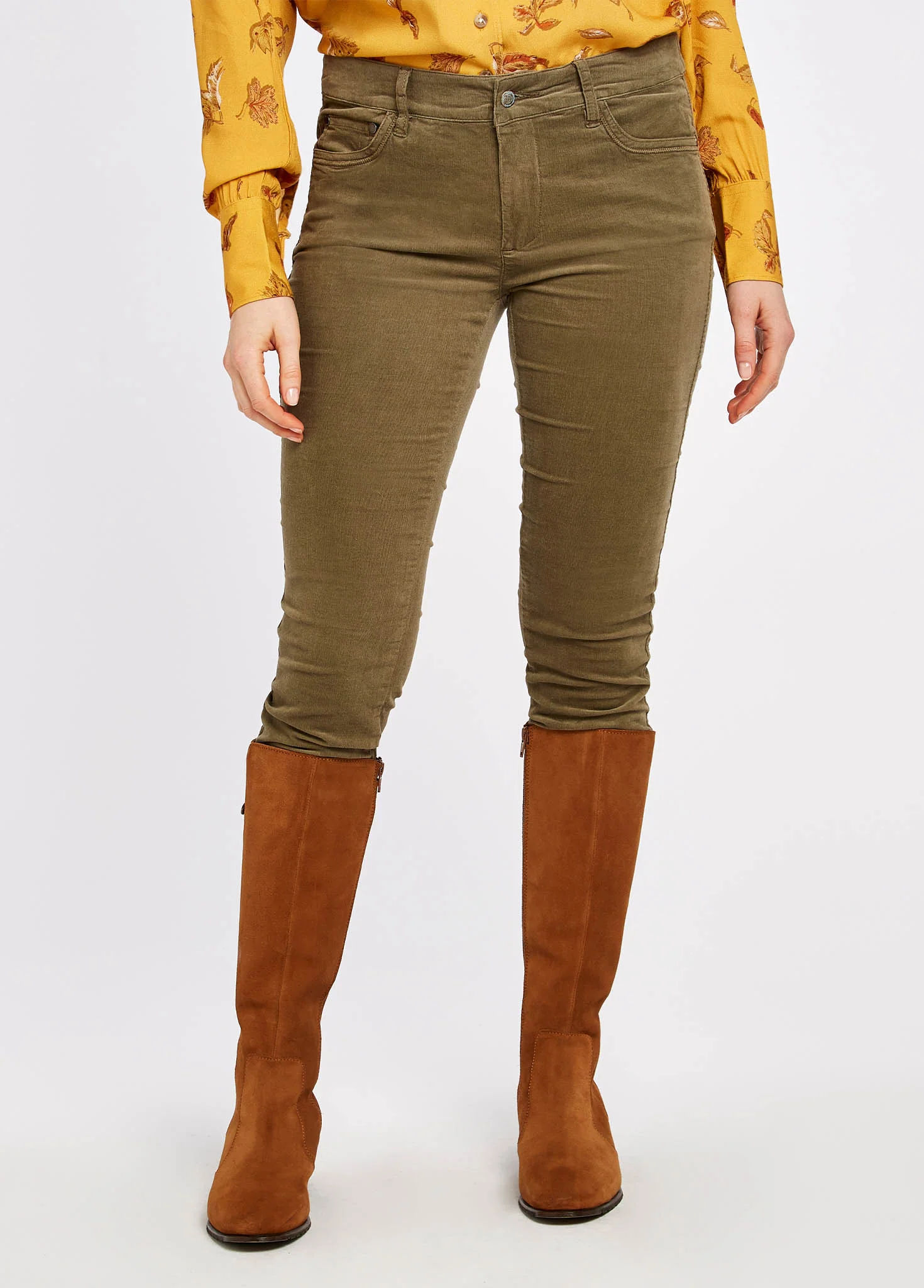 Dubarry Honeysuckle Ladies Pincord Jeans in Dusky Green