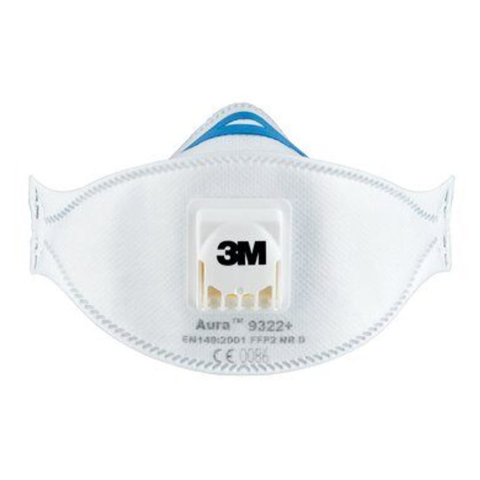 3M 9322+ Aura FFP2 Disposable Valved Sanding & Power Tool Respirator (2pk) 1