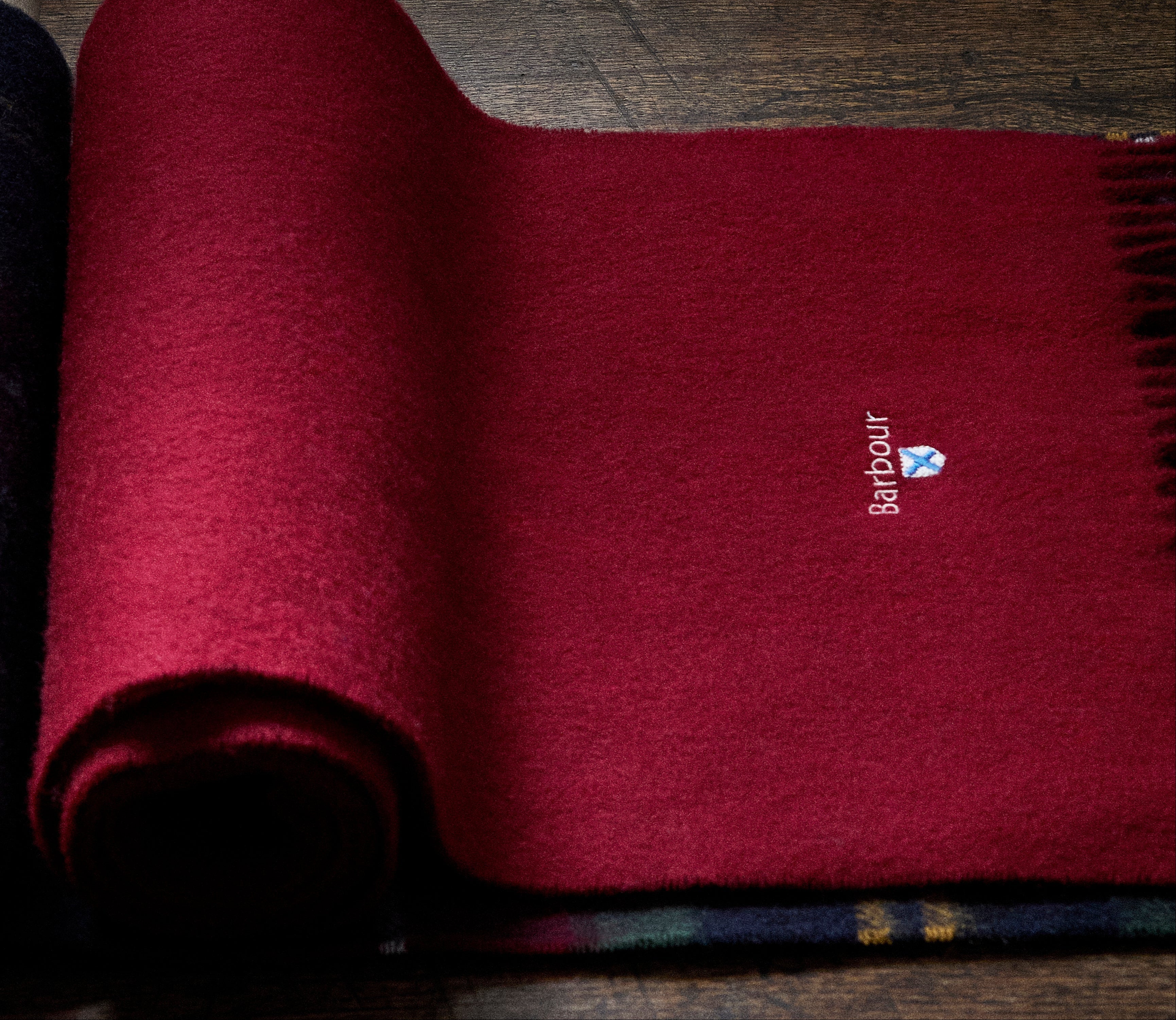 Barbour Plain Lambswool Scarf Port Red