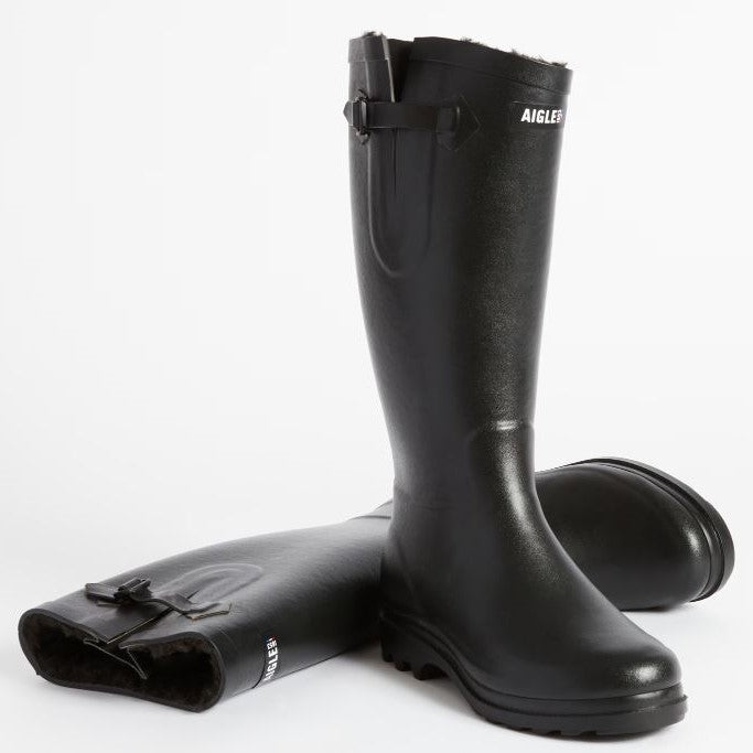 Aigle Aigletine Fur Lined Women's Wellington Boots Noir 1