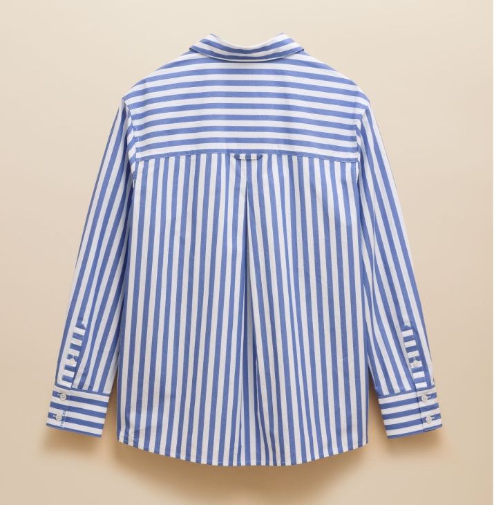 Joules Amilla Blue & White Stripe Longline Relaxed Fit Shirt