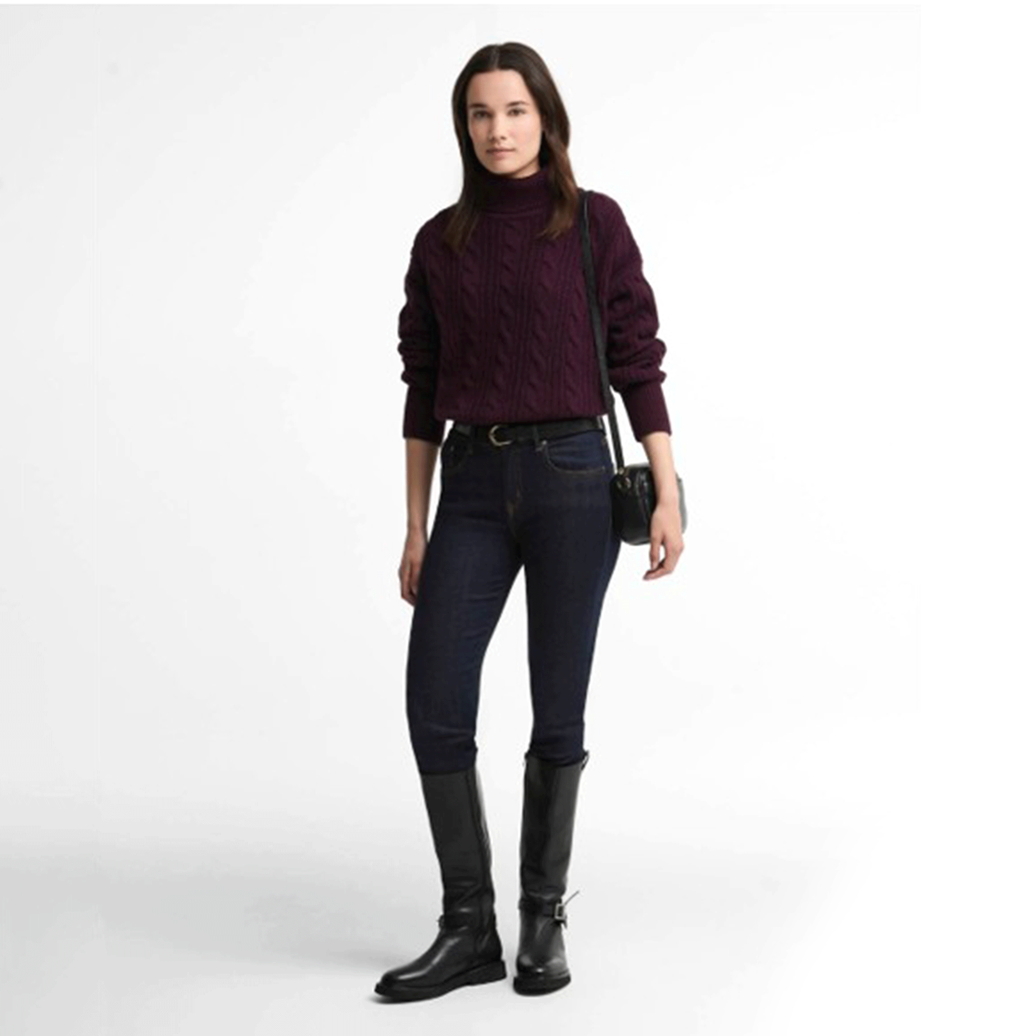 Barbour Agatha Wool Cable Knit Rollneck Jumper Fig