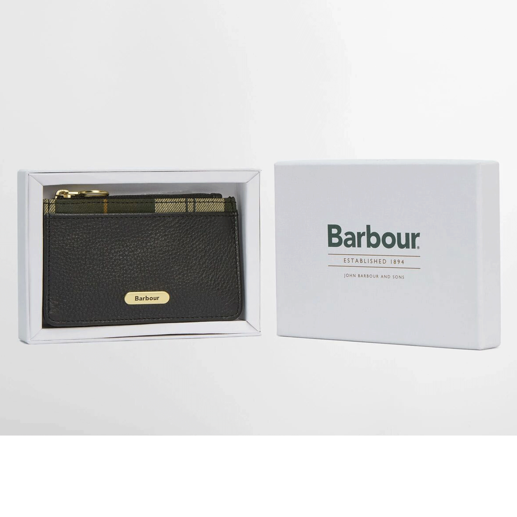 Barbour Alder Leather Card Holder Black-Ancient