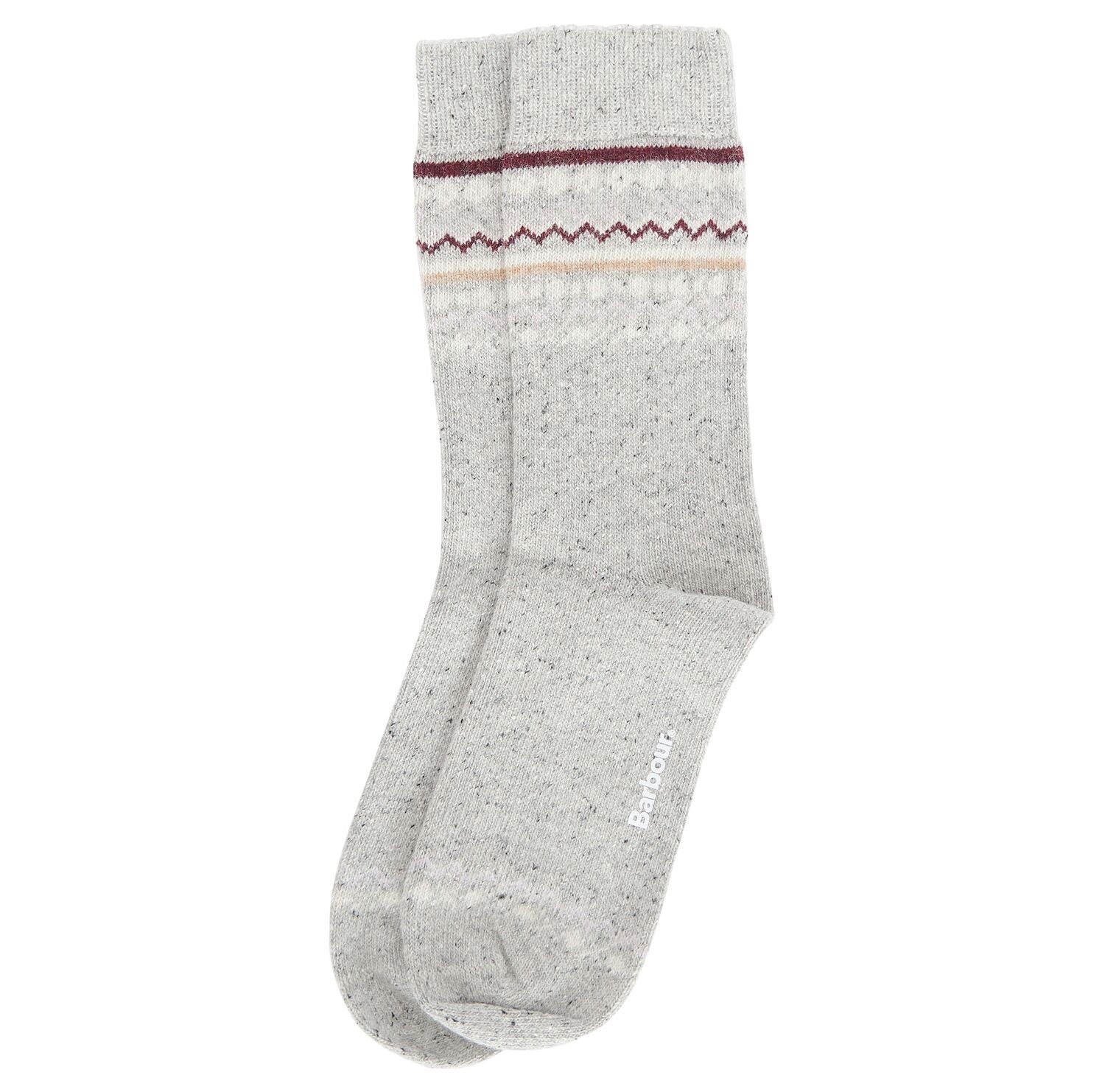 Barbour Anaise Ladies Fair Isle Socks Light Grey-Cabernet 1