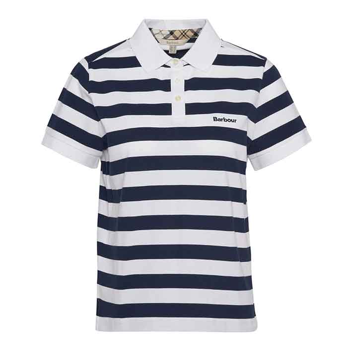 Barbour Ashbourne Ladies Striped Polo Shirt Navy Stripe
