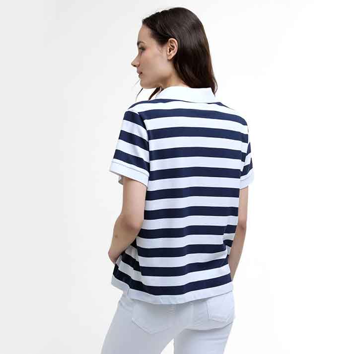 Barbour Ashbourne Ladies Striped Polo Shirt Navy Stripe
