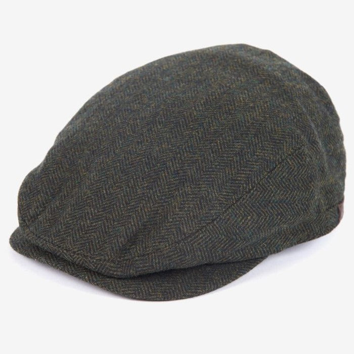Barbour Barlow Herringbone Tweed Flat Cap Olive 2