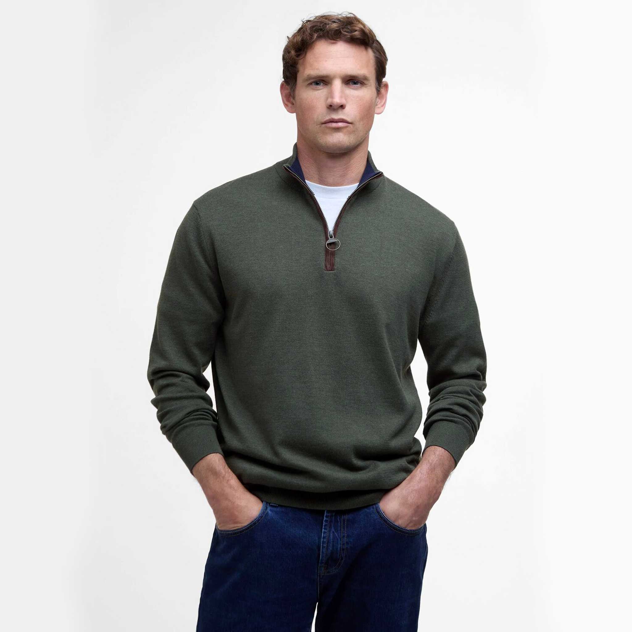 Barbour-Bayfield-Men's-Half-Zip-Jumper-Mid-Olive-4