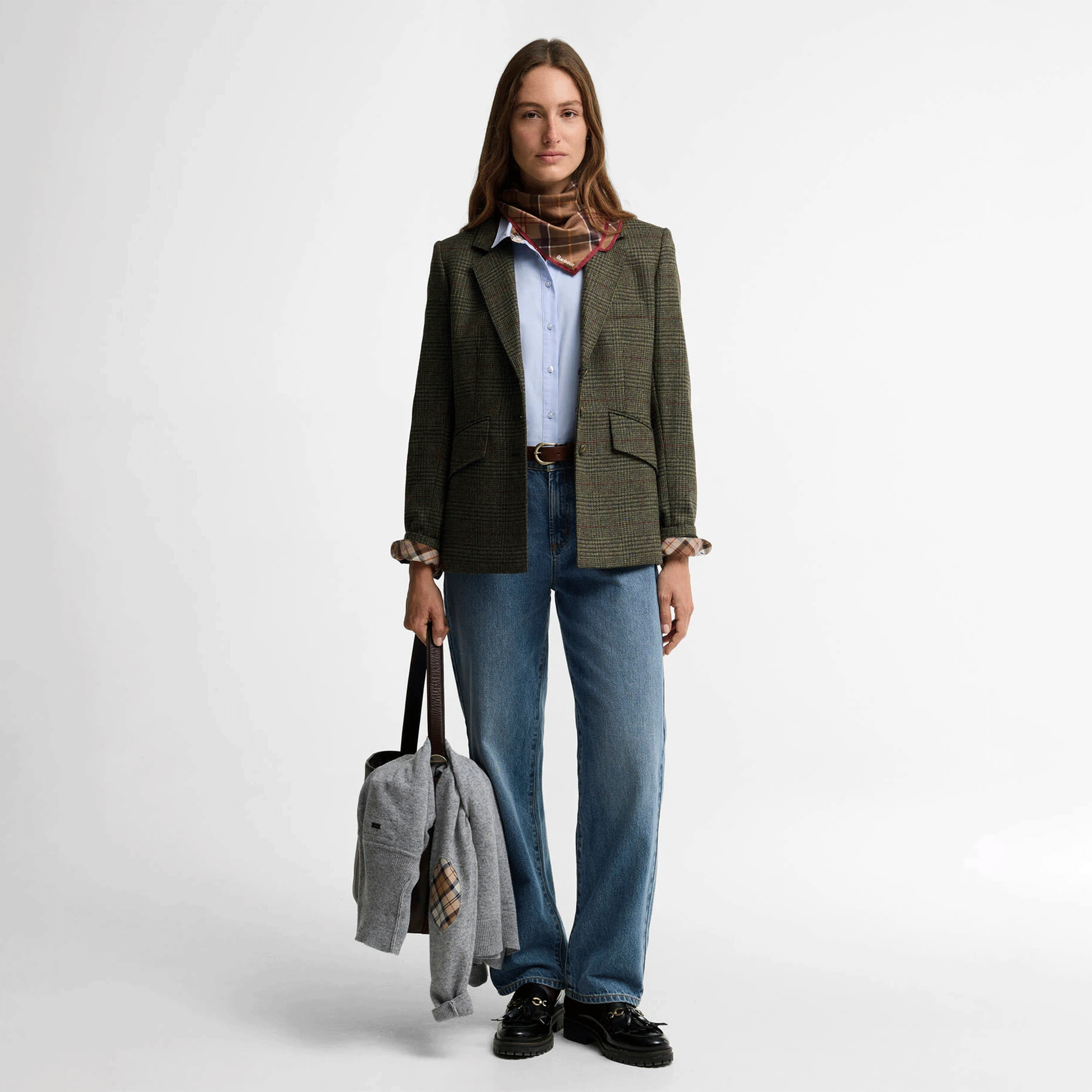 Barbour Browning Tailored Blazer Olive Prince of Wales Check