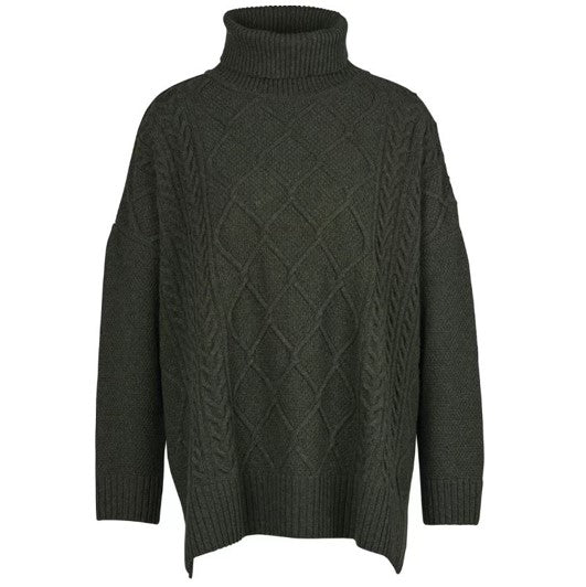 Barbour Burne Cape Knit Jumper Olive 1