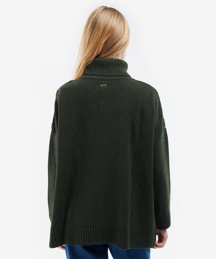 Barbour Burne Cape Knit Jumper Olive 2
