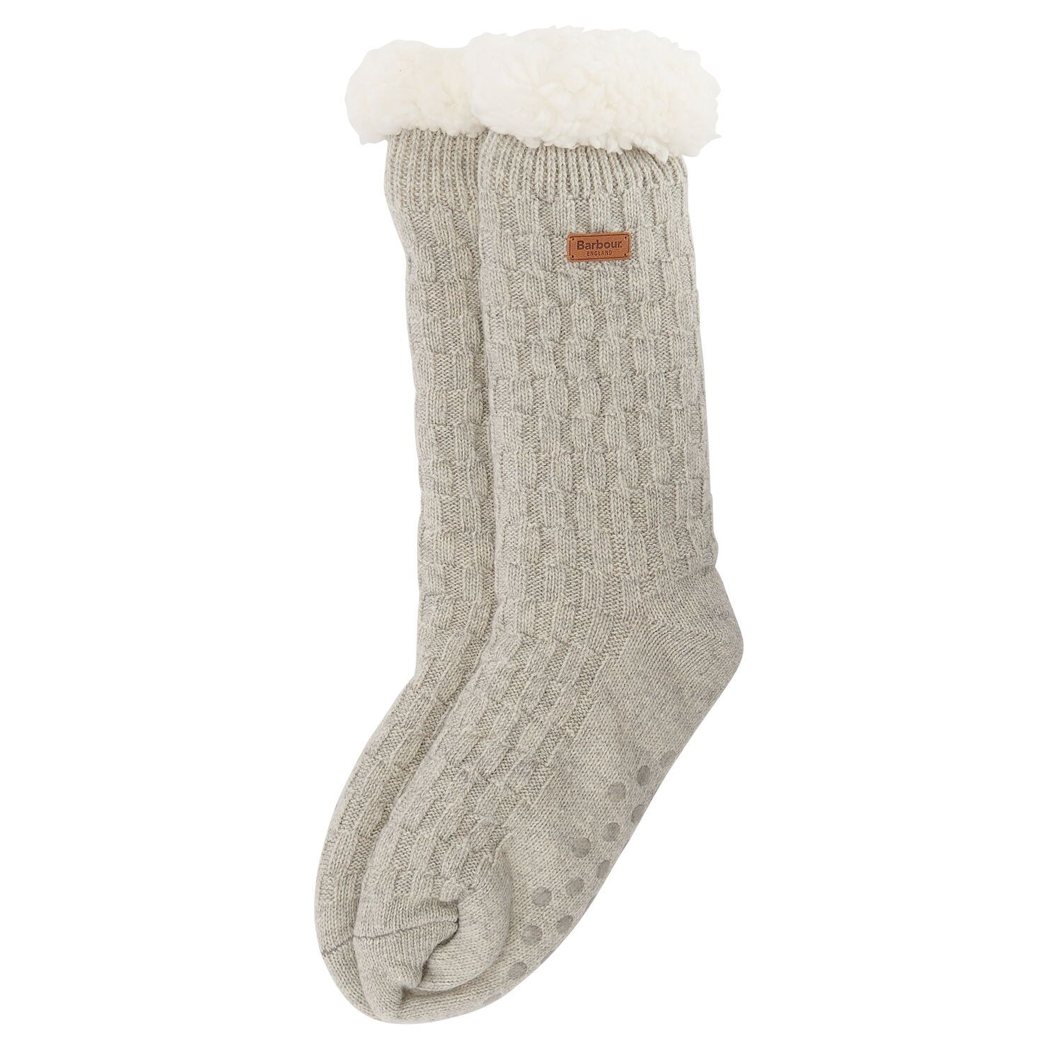 Barbour Cable Knit Knit Lounge Socks Light Grey Marl