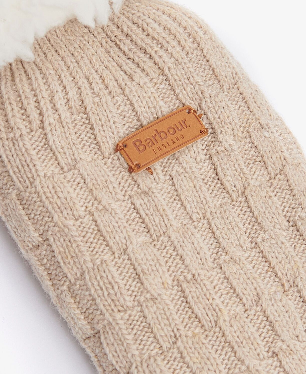 Barbour Cable Knit Knit Lounge Socks Oatmeal 3