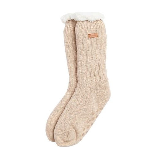 Barbour Cable Knit Knit Lounge Socks Oatmeal 5