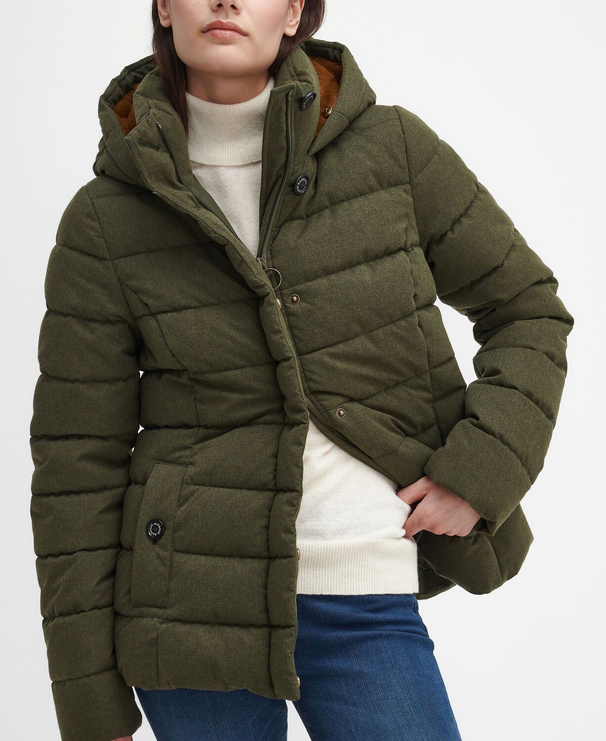 Barbour Camellia Ladies Puffa Jacket Olive 11