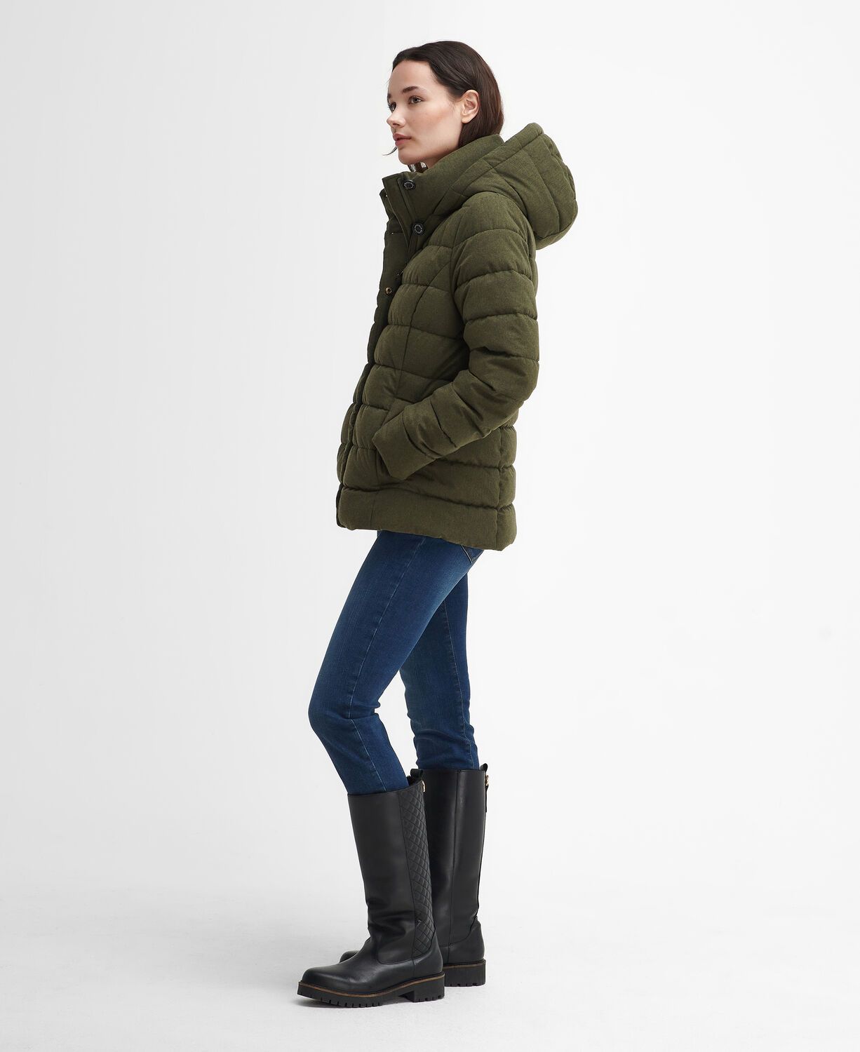 Barbour Camellia Ladies Puffa Jacket Olive 4