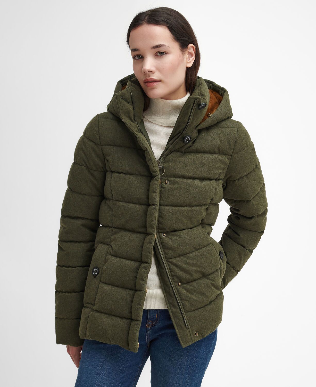 Barbour Camellia Ladies Puffa Jacket Olive 6