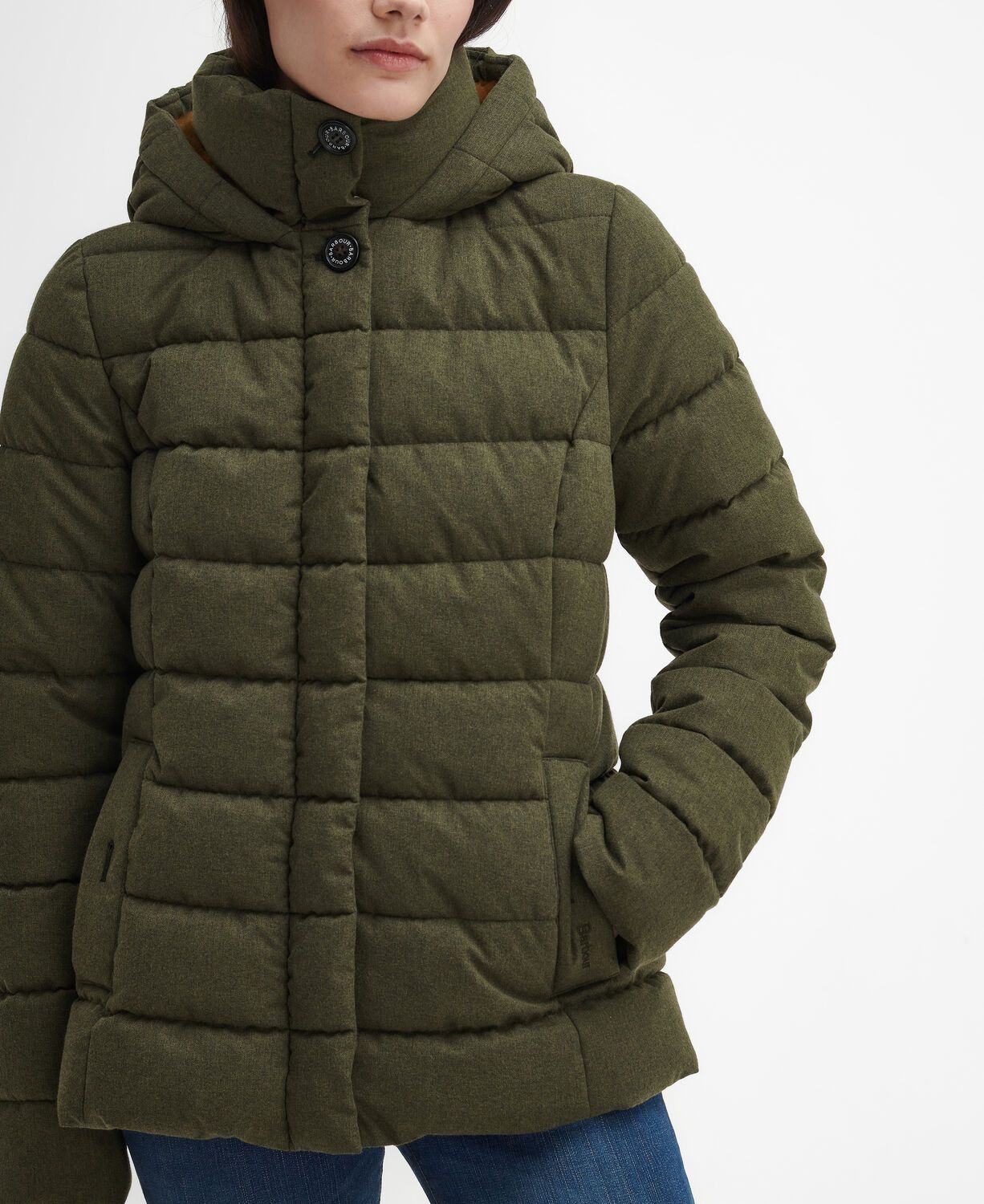 Barbour Camellia Ladies Puffa Jacket Olive 8