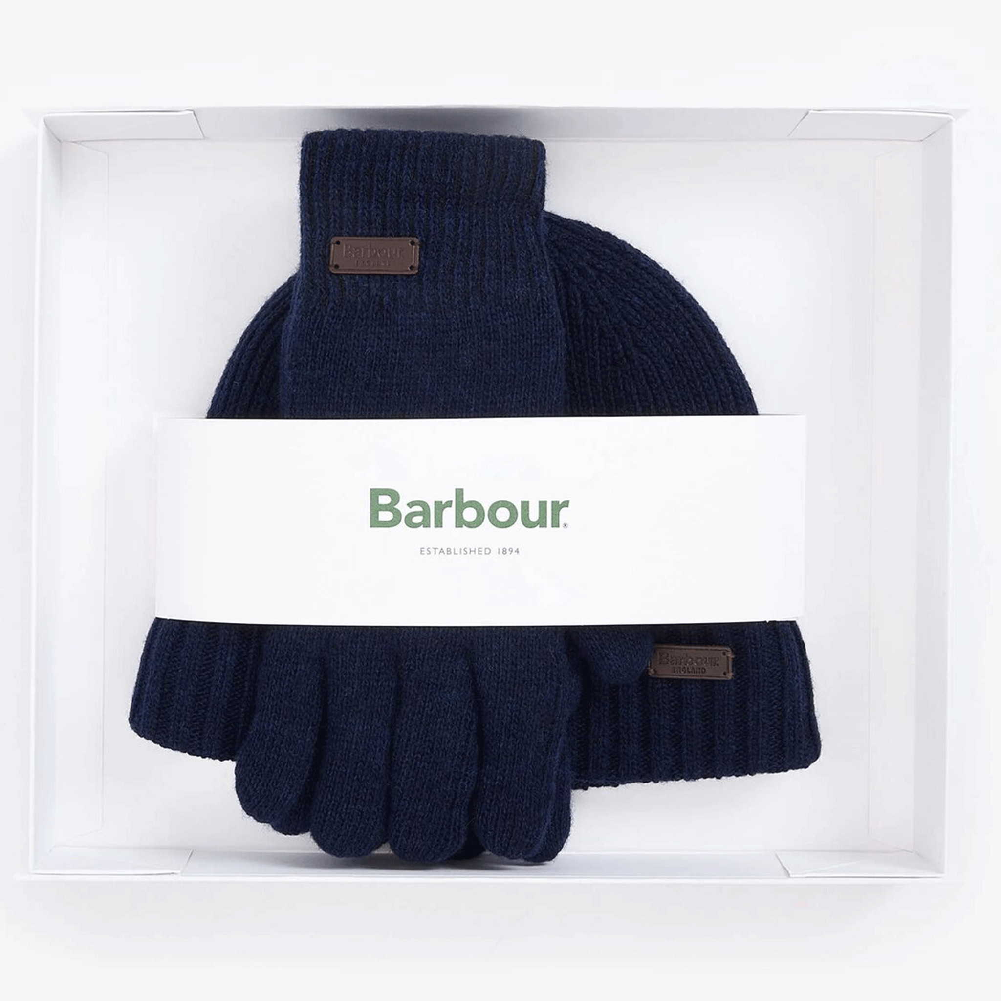 Barbour Carlton Beanie & Gloves Gift Set Classic Navy