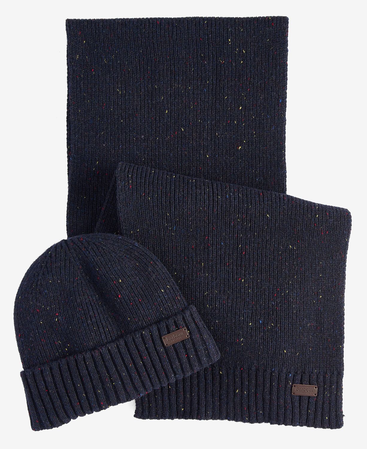 Barbour Carlton Fleck Beanie & Scarf Gift Set Navy 1