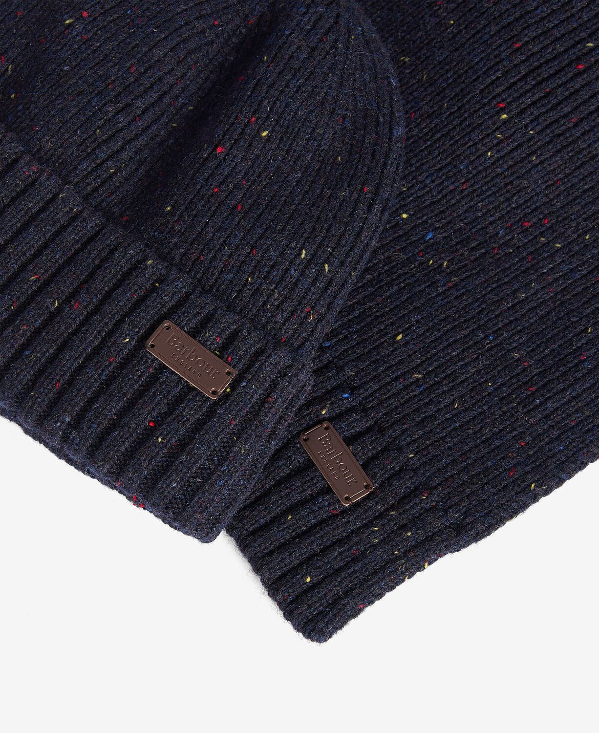 Barbour Carlton Fleck Beanie & Scarf Gift Set Navy 5