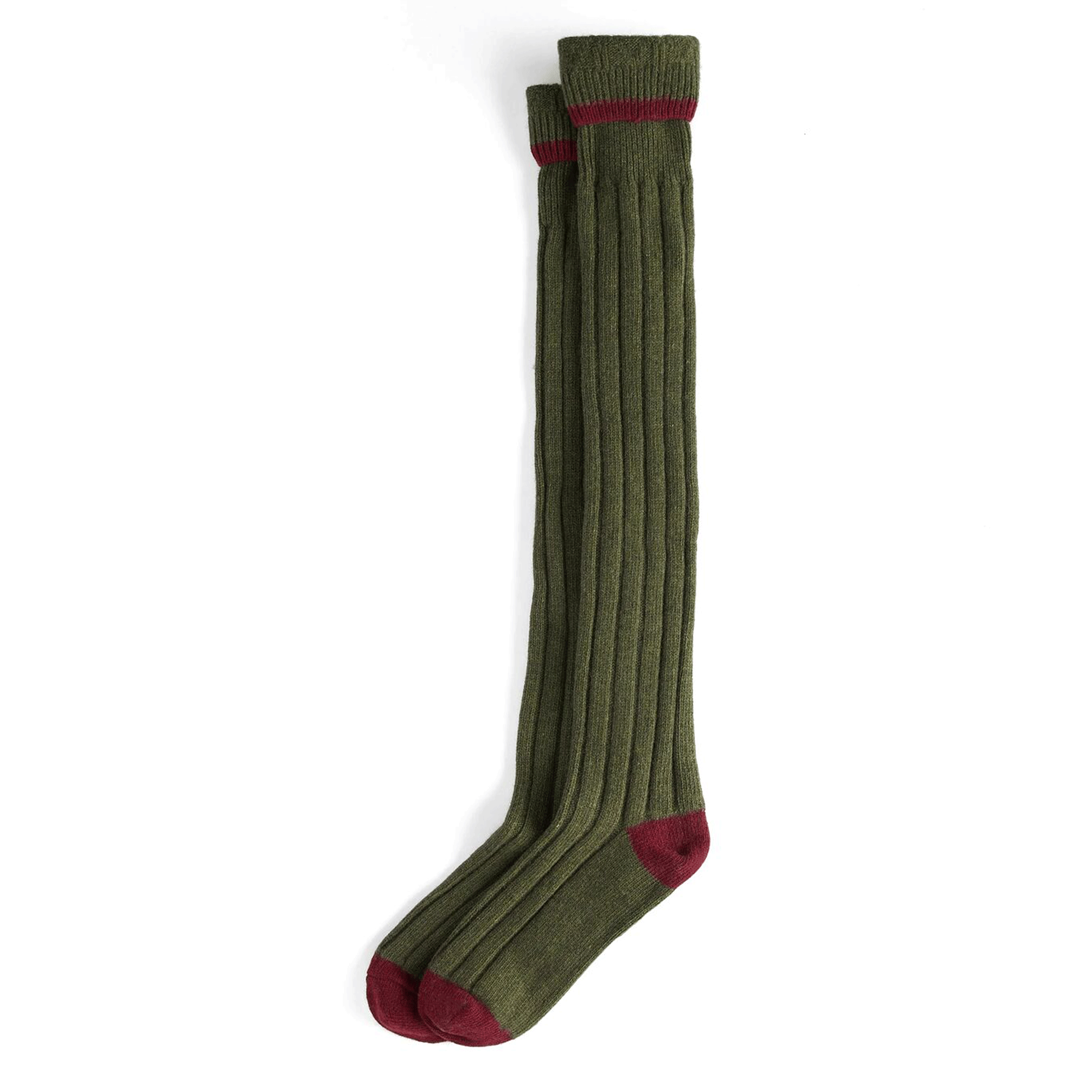 Barbour Contrast Gun Stockings Olive-Cranberry