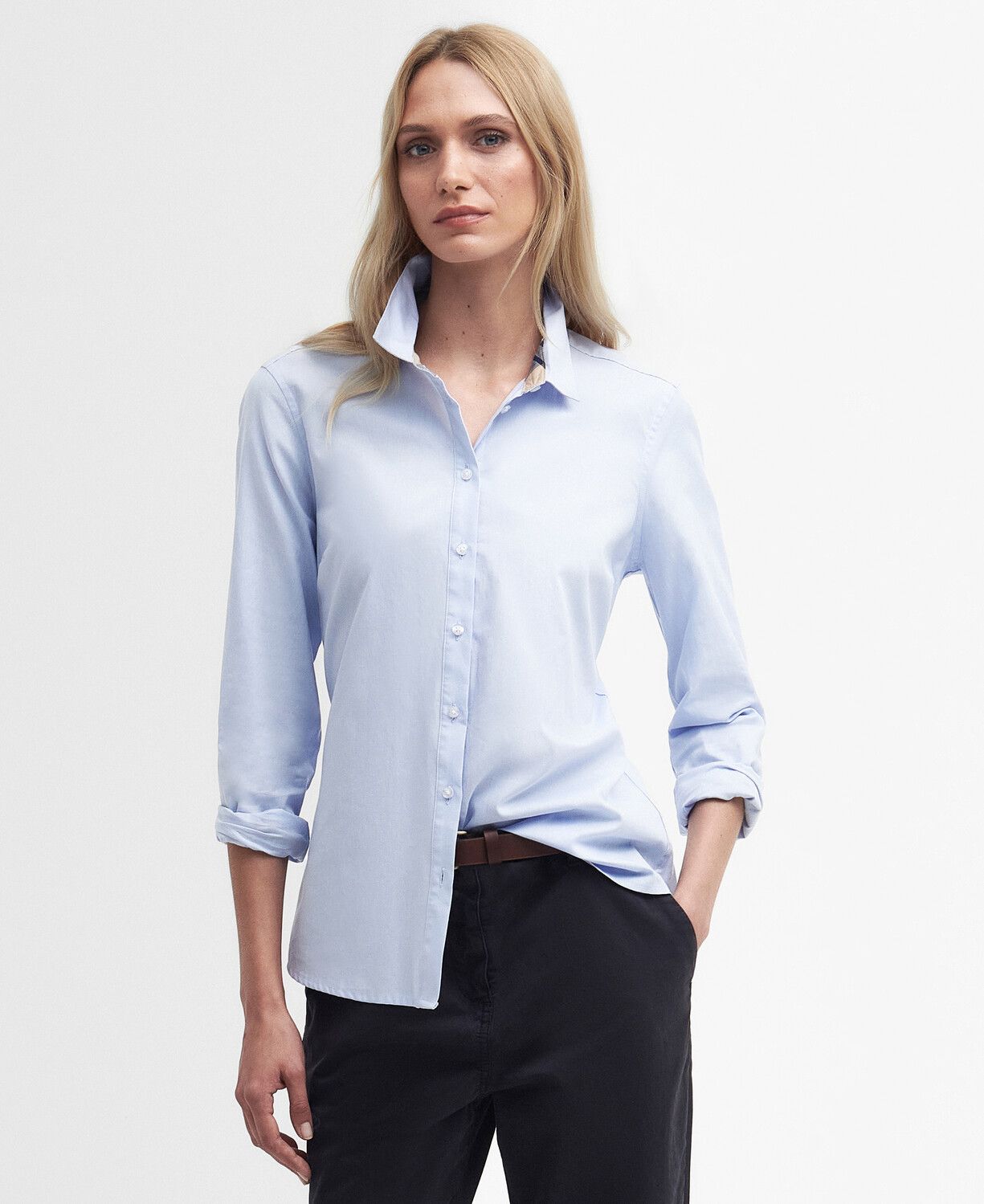 Barbour Derwent Ladies Shirt Pale Blue-Primrose Hessian 2
