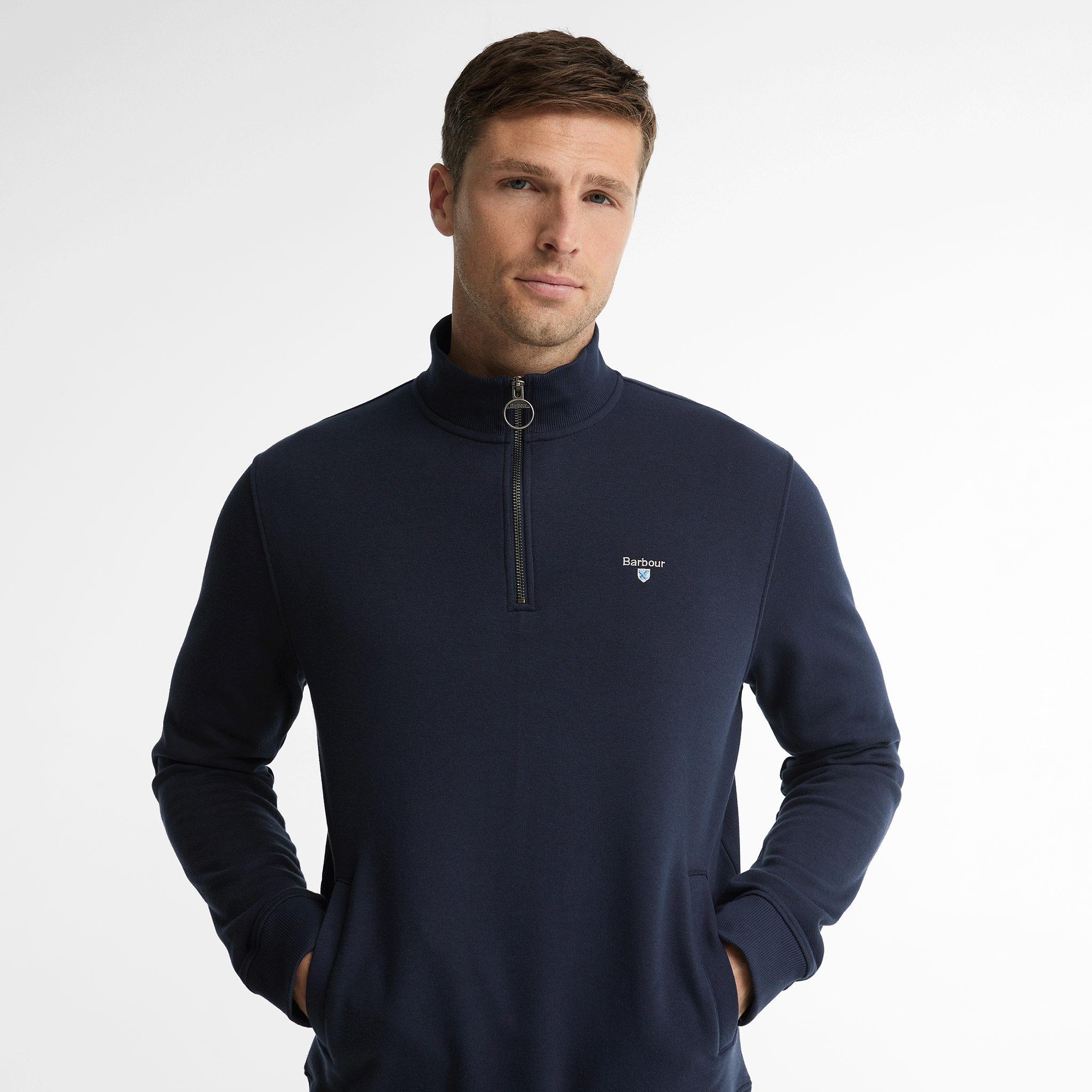 Barbour Desmond Half-Zip Sweatshirt Navy Mens