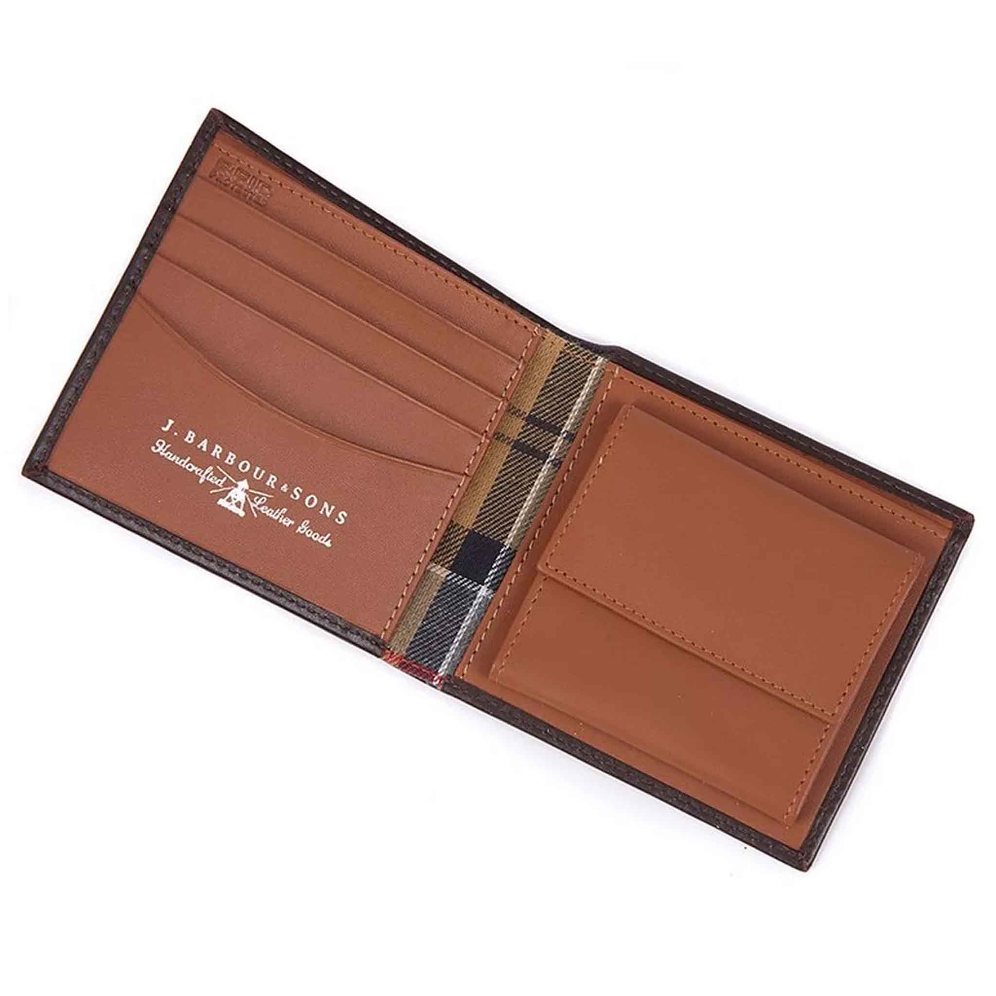 Barbour Elvington Leather Billfold Coin Wallet Brown-Tan