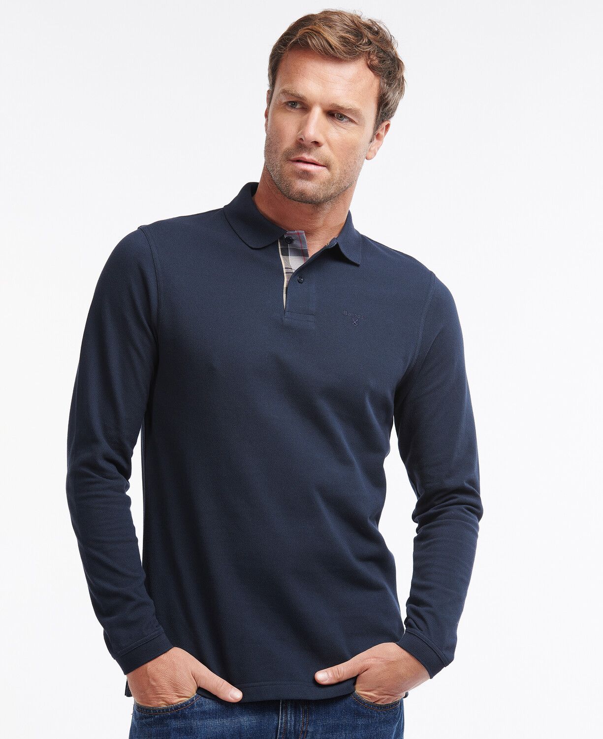 Barbour Essential Long Sleeve Polo Shirt Navy 3