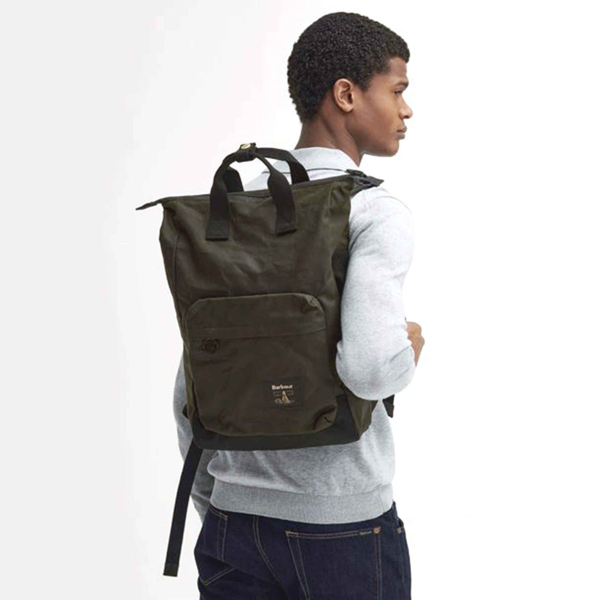 Barbour Field Waxed Backpack Olive-Black