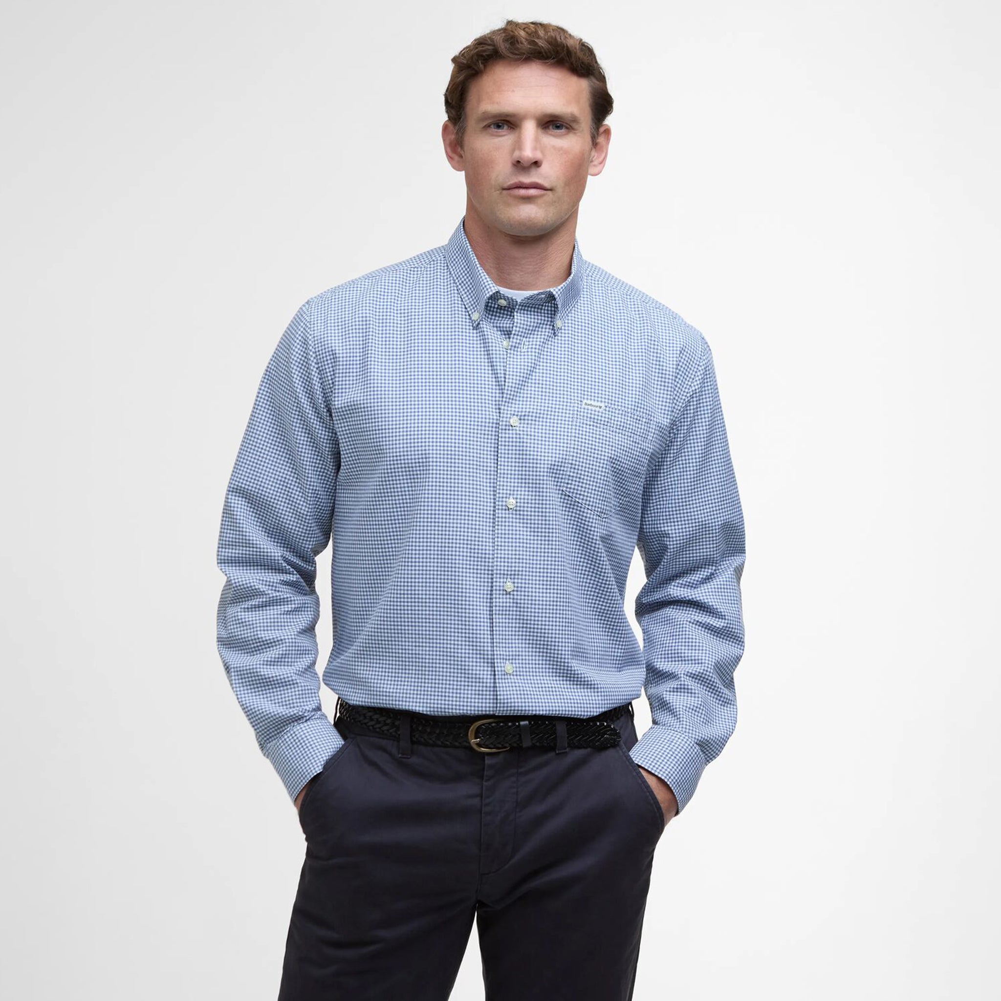 Barbour Finwell Men's Gingham Tailored Shirt Sky