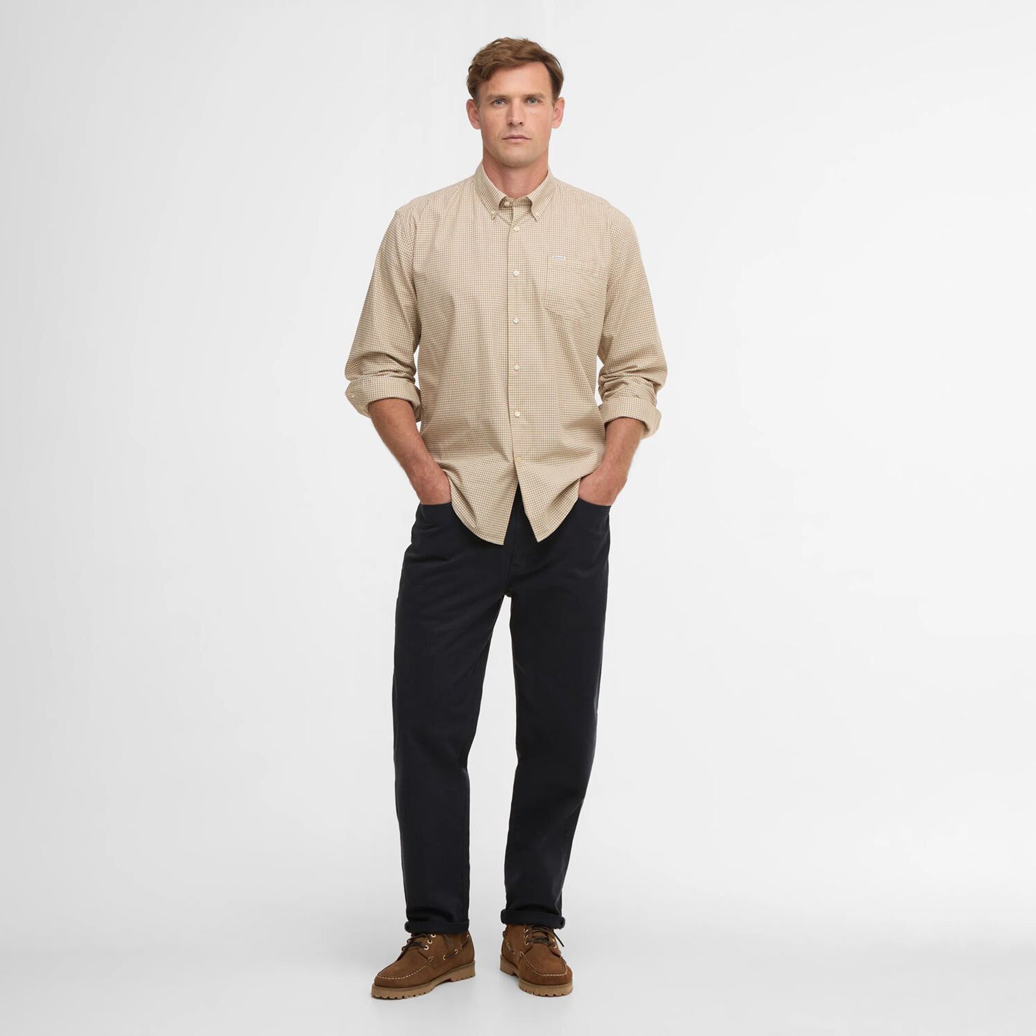 Barbour Finwell Men's Gingham Tailored Shirt Stone