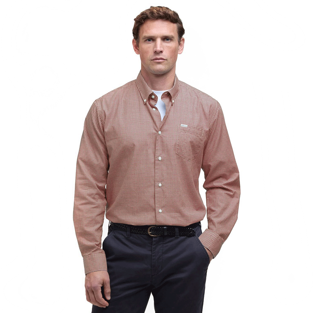 Barbour Finwell Men's Gingham Tailored Shirt Rust