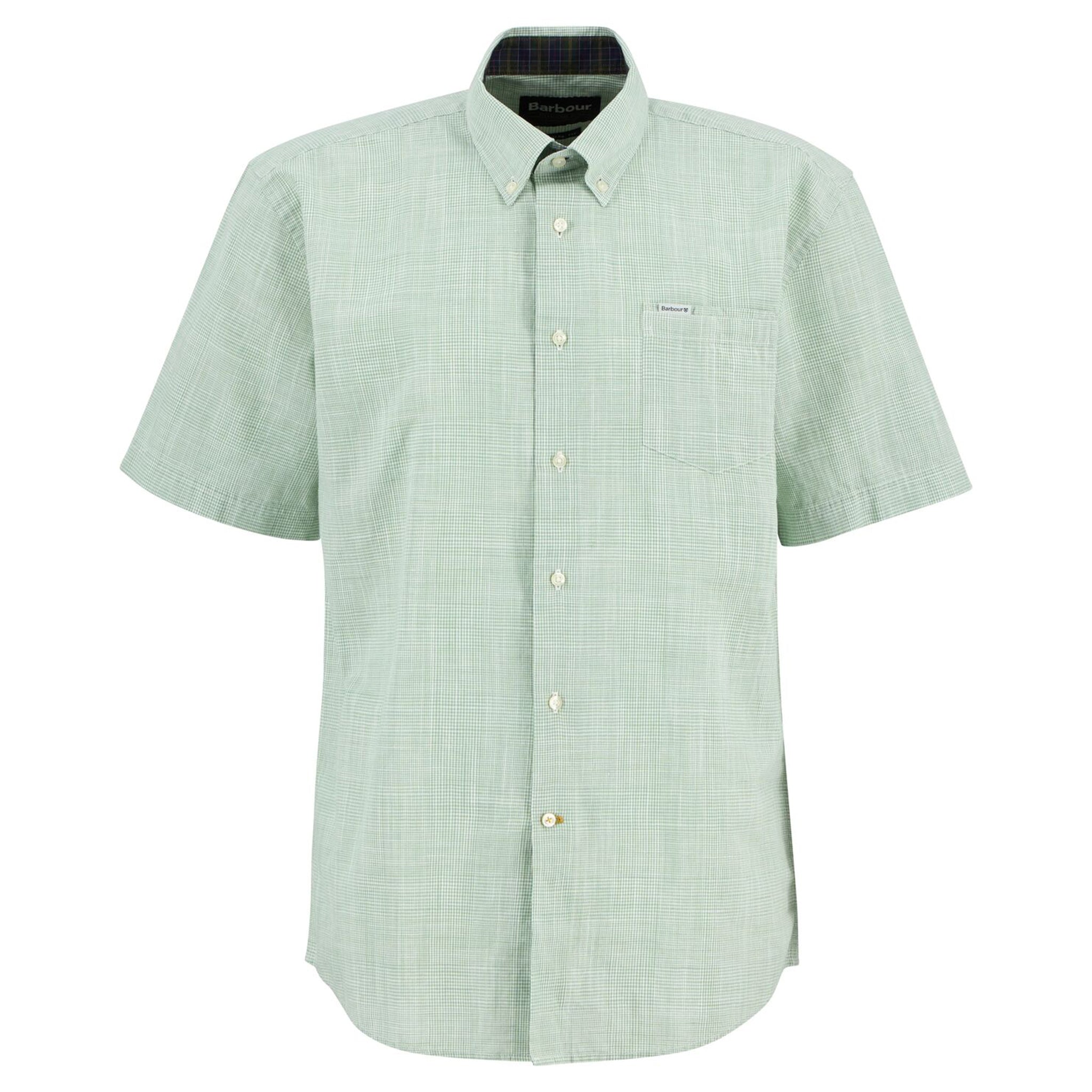 Barbour Fleming Men's Linen Blend Short Sleeved Shirt Loden Green