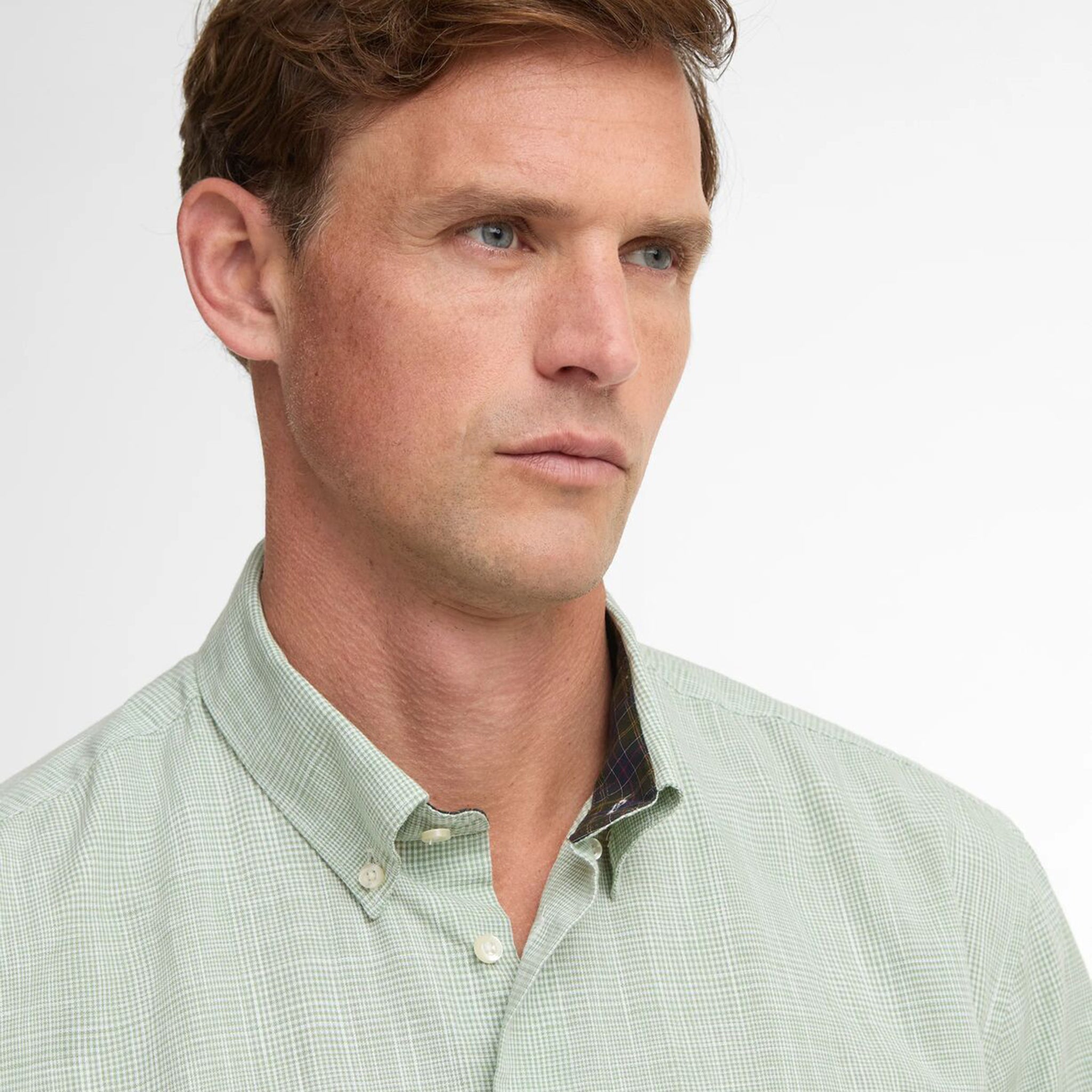 Barbour Fleming Men's Linen Blend Short Sleeved Shirt Loden Green
