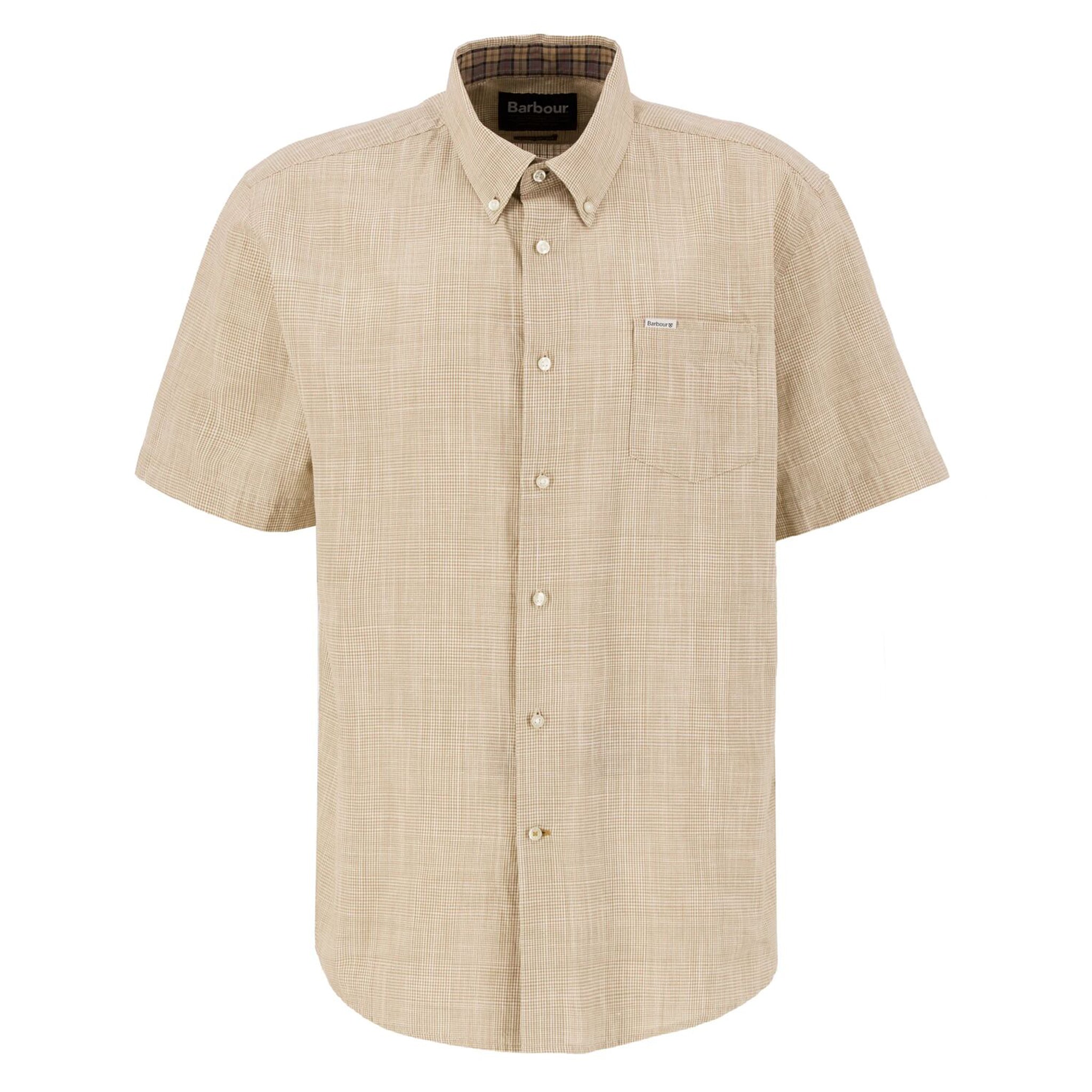 Barbour Fleming Men's Linen Blend Short Sleeved Shirt Stone