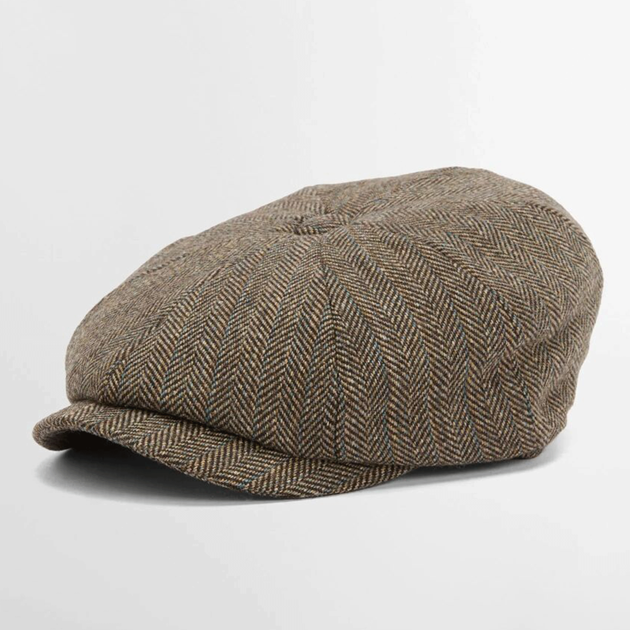 Barbour Fyne Tweed Baker Boy Cap Brown