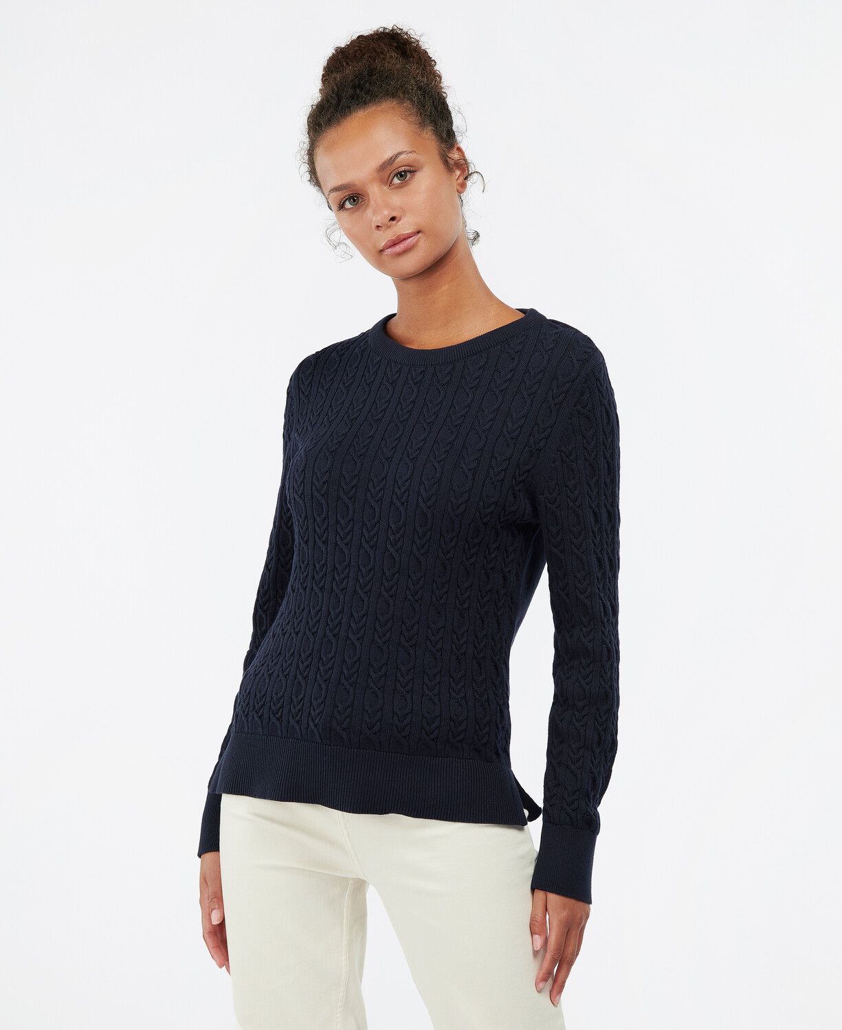 Barbour Hampton Ladies Cable Knit Jumper Navy 4