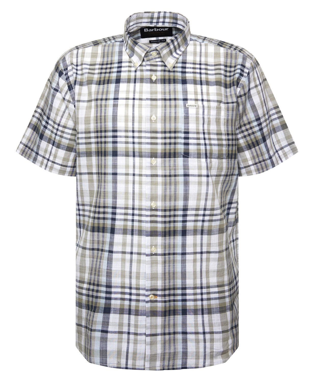 Barbour Hartley Regular Short Sleeve Checked Shirt Olive 1
