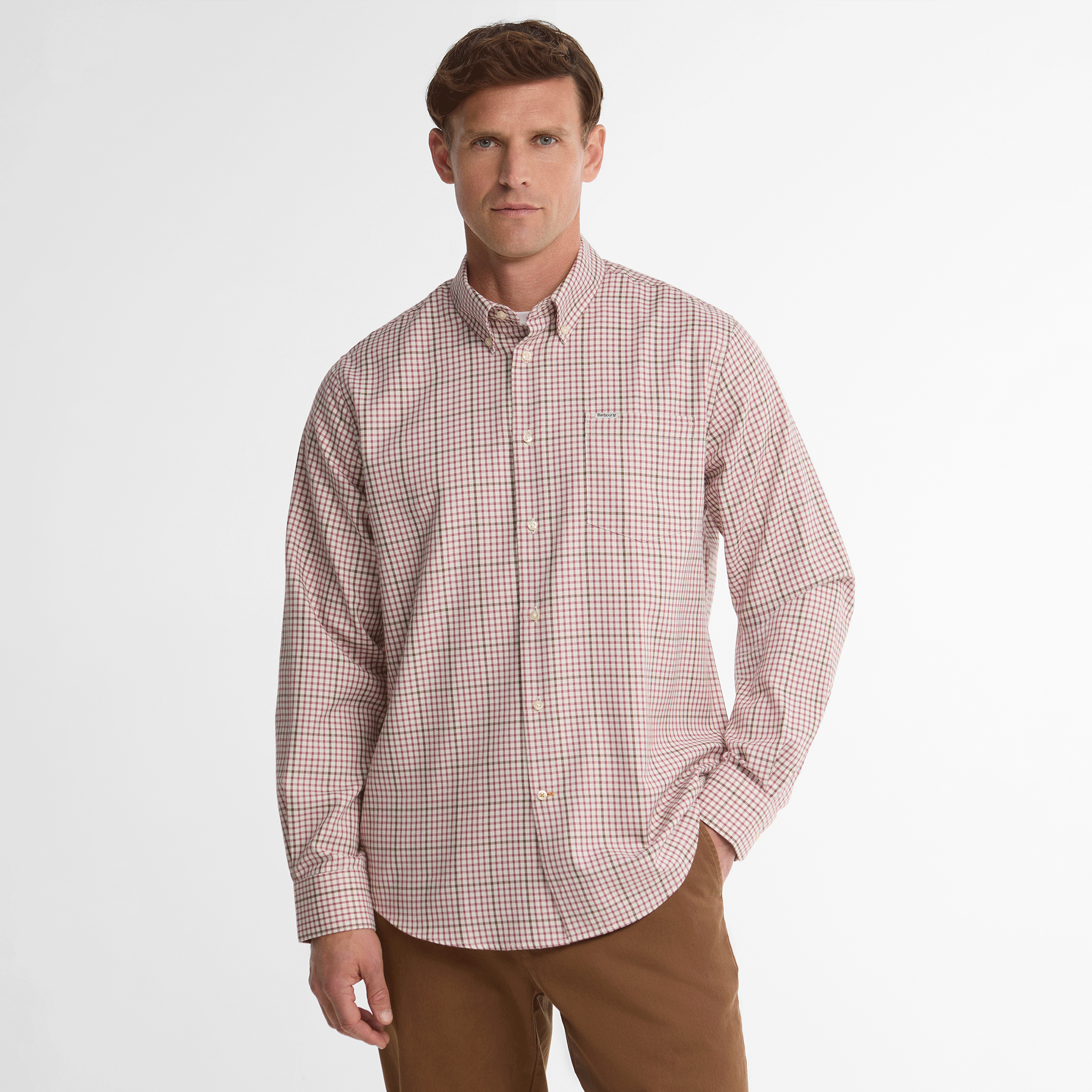 Barbour Henderson Thermo Weave Long-Sleeved Shirt Mauve Mens