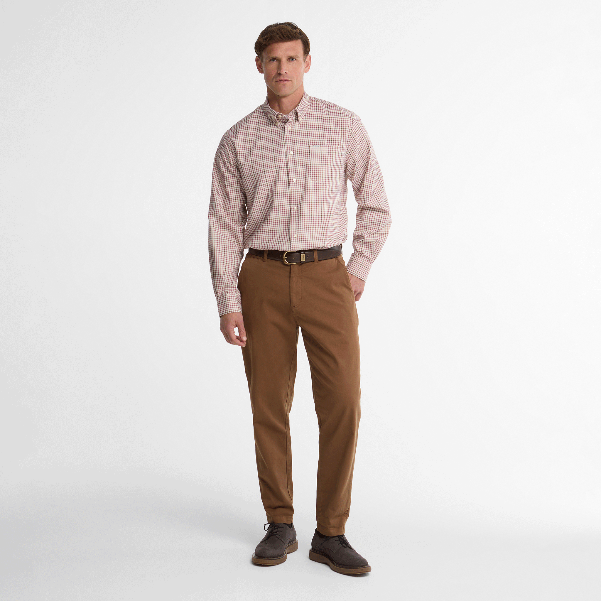 Barbour Henderson Thermo Weave Long-Sleeved Shirt Mauve Mens