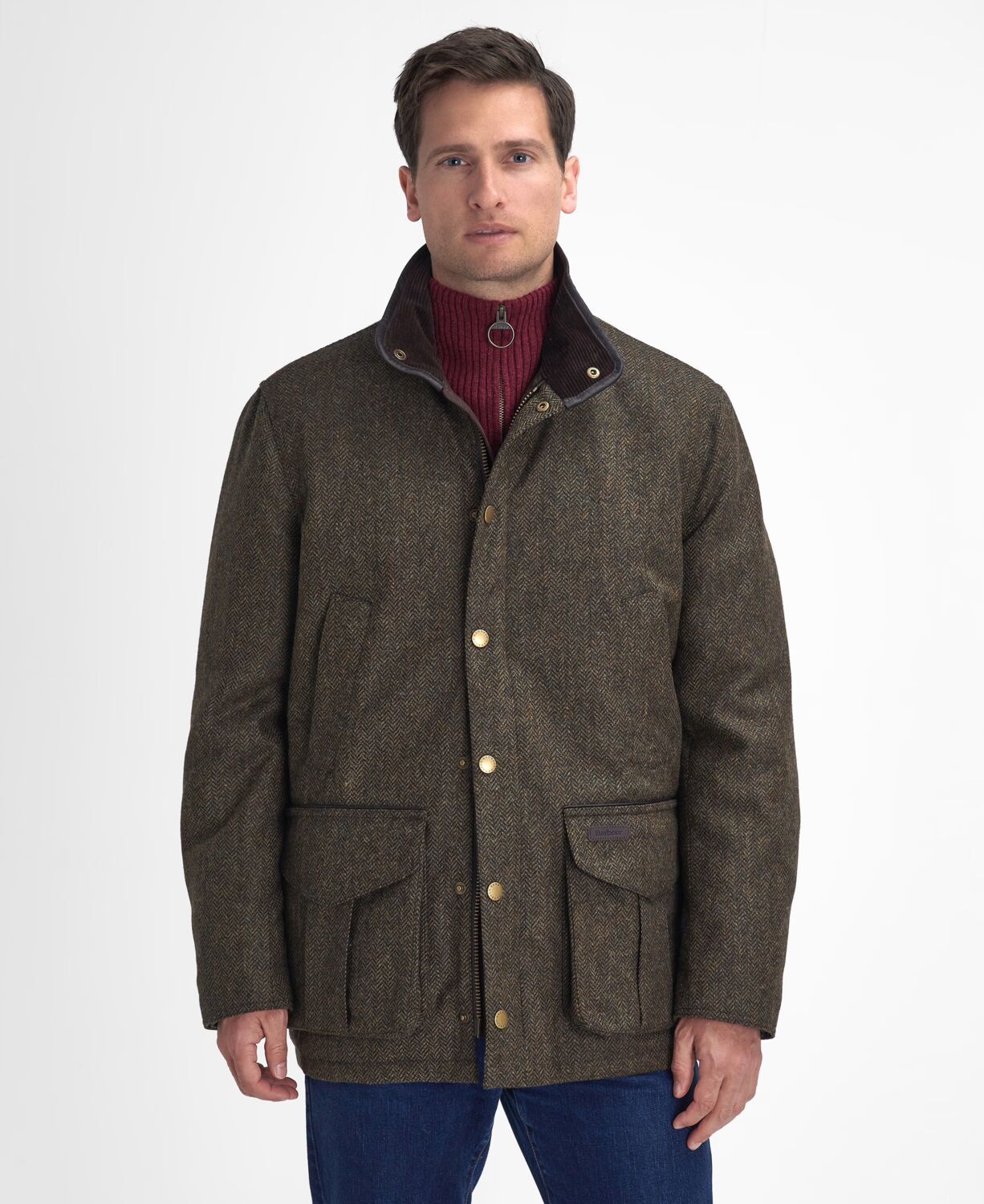 Barbour Hereford Men's Tweed Wool Jacket Olive 3