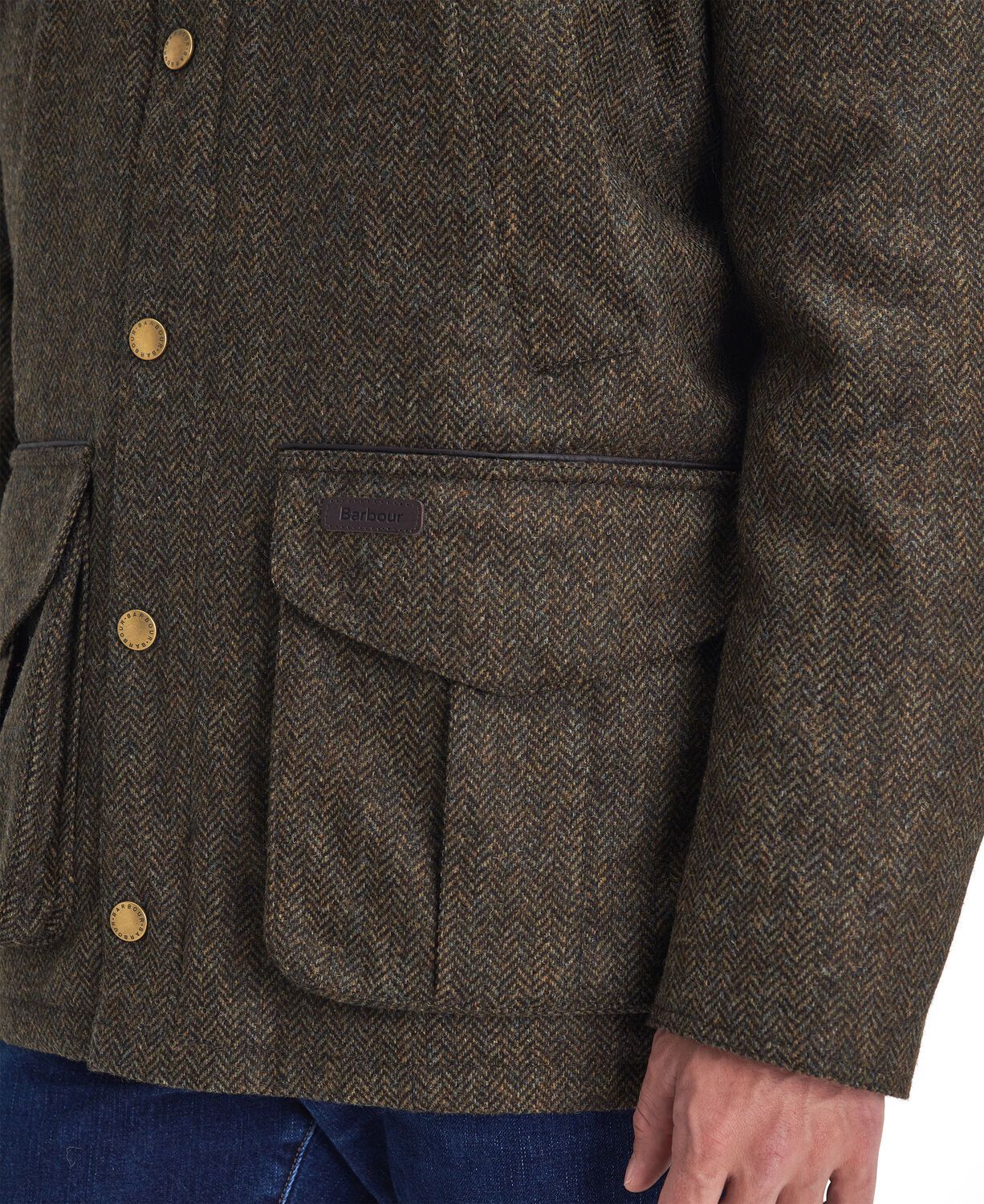 Barbour Hereford Men's Tweed Wool Jacket Olive 6