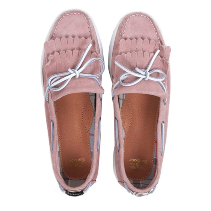 Barbour Klara Ladies Boat Shoes Pink Suede 1