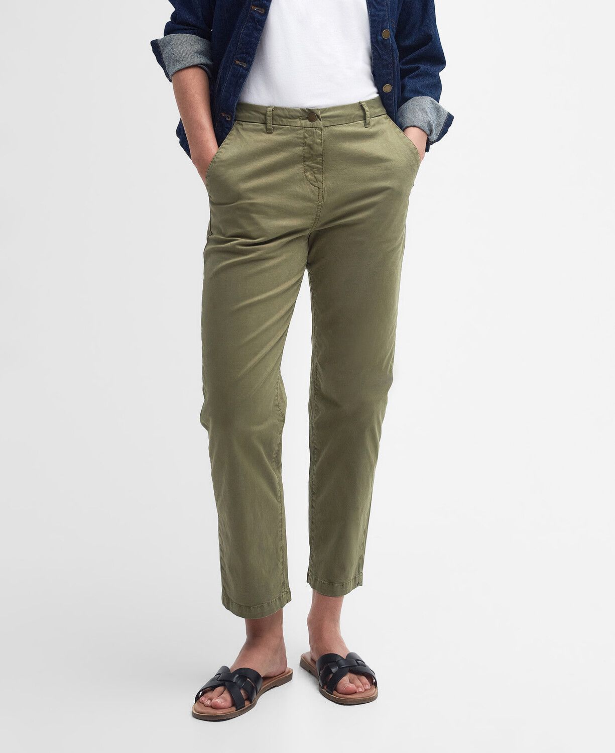 Barbour Ladies Cropped Chinos Khaki 5