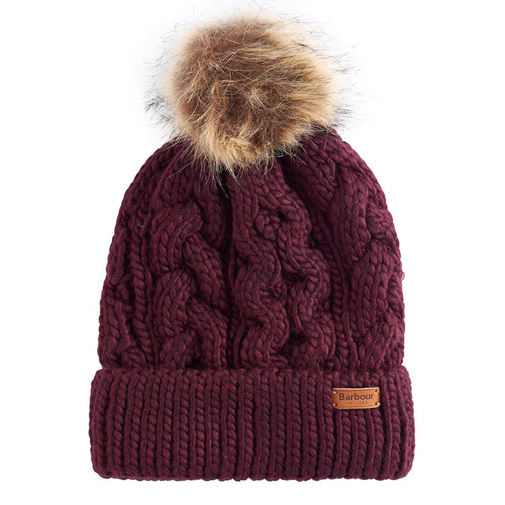 Barbour Ladies Penshaw Cable Beanie Bordeaux