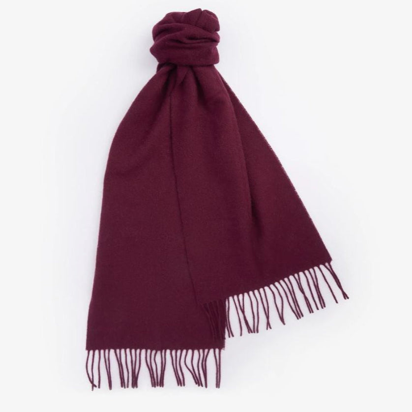 Barbour Lambswool Plain Woven Scarf Cabernet 2