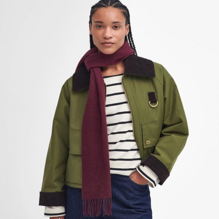 Barbour Lambswool Plain Woven Scarf Cabernet 3