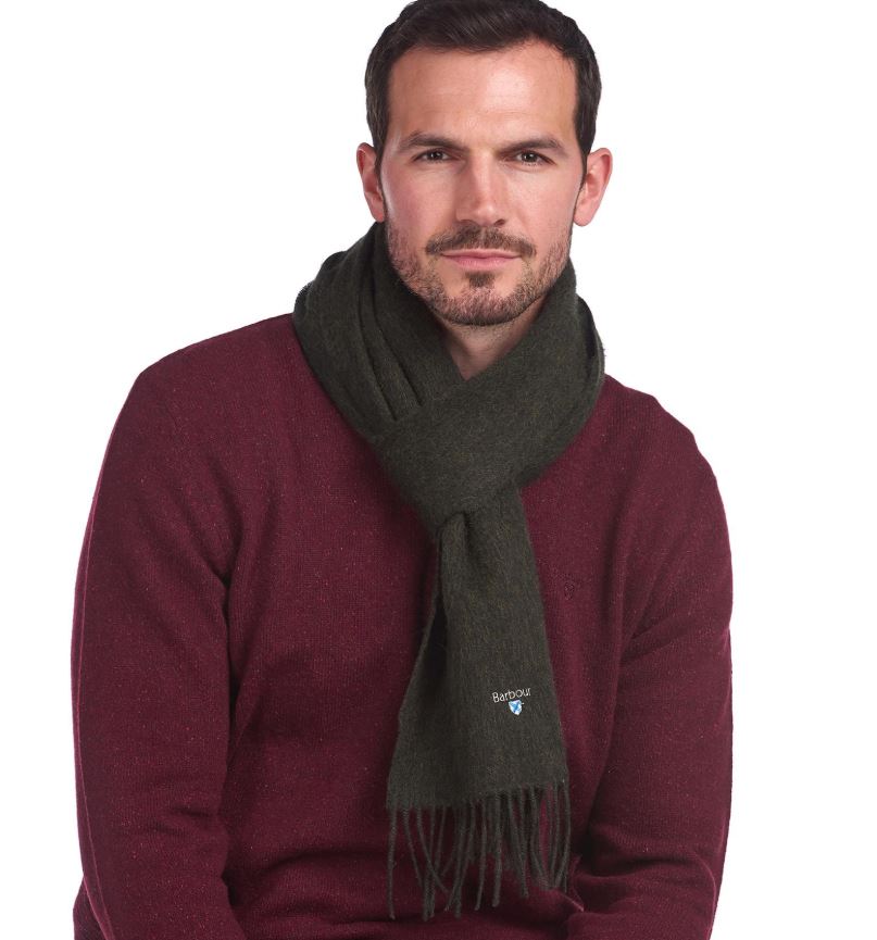 Barbour Lambswool Plain Woven Scarf Seaweed 5